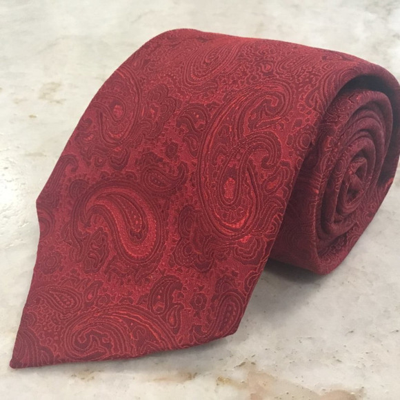 TASSO ELBA RED PAISLEY SILK TIE - Picture 12 of 12